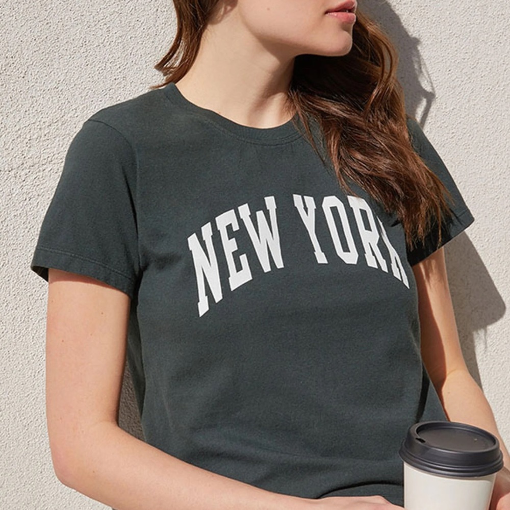 John Galt Pacsun New York Green Baby Tee Cropped Classic